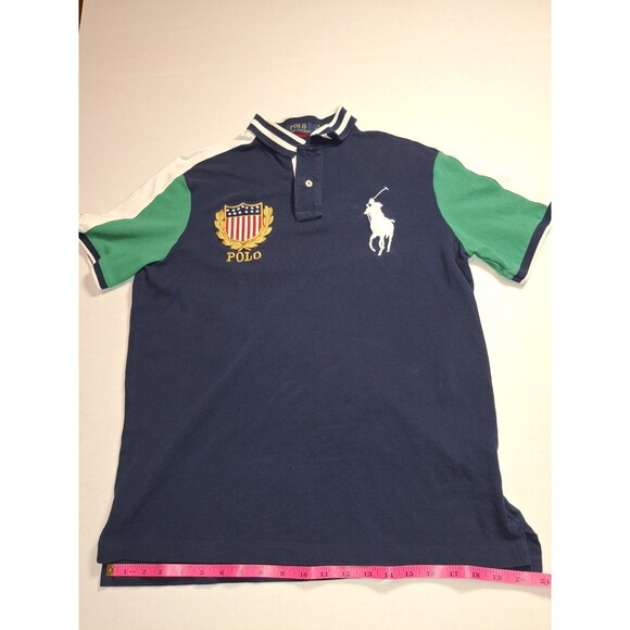 Polo Ralph Lauren Men's Medium Cruise Navy Multi Classic-Fit Big Pony Polo Shirt - Picture 7 of 9